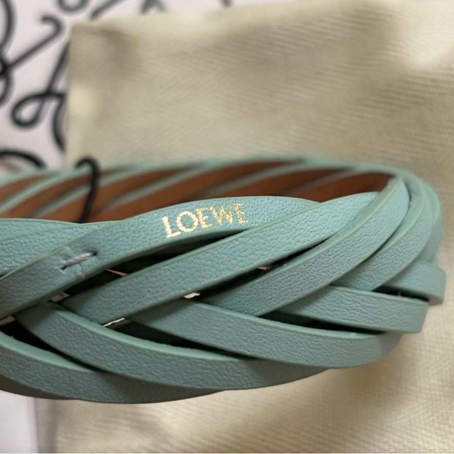 Loewe Mint Green Braided Leather Bangle Bracelet 136$